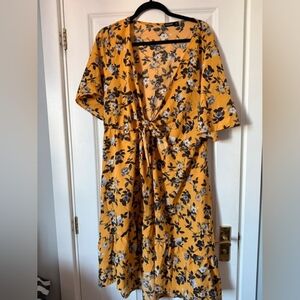 Floral Yellow Kimono Dress